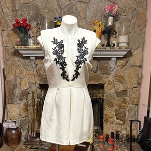 Ark & Co White Sleeveless Mini Dress with Black Accent